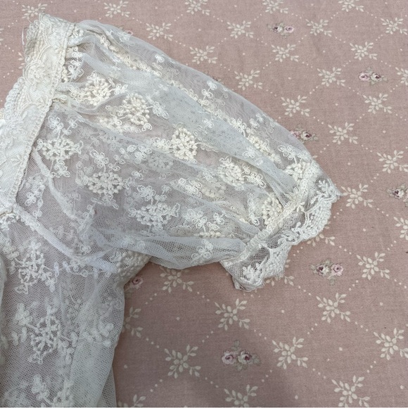 SOLD Ultra Pink White Lace Camisole Puffed Sleeves Size Small - Picture 4 of 5